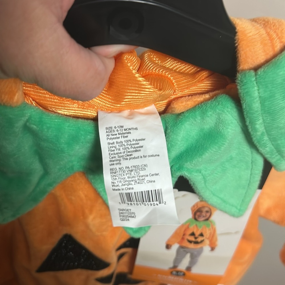 Hyde and Eek Infant Pumpkin Costume Orange and Green 6-12 Months - Picture 4 of 4